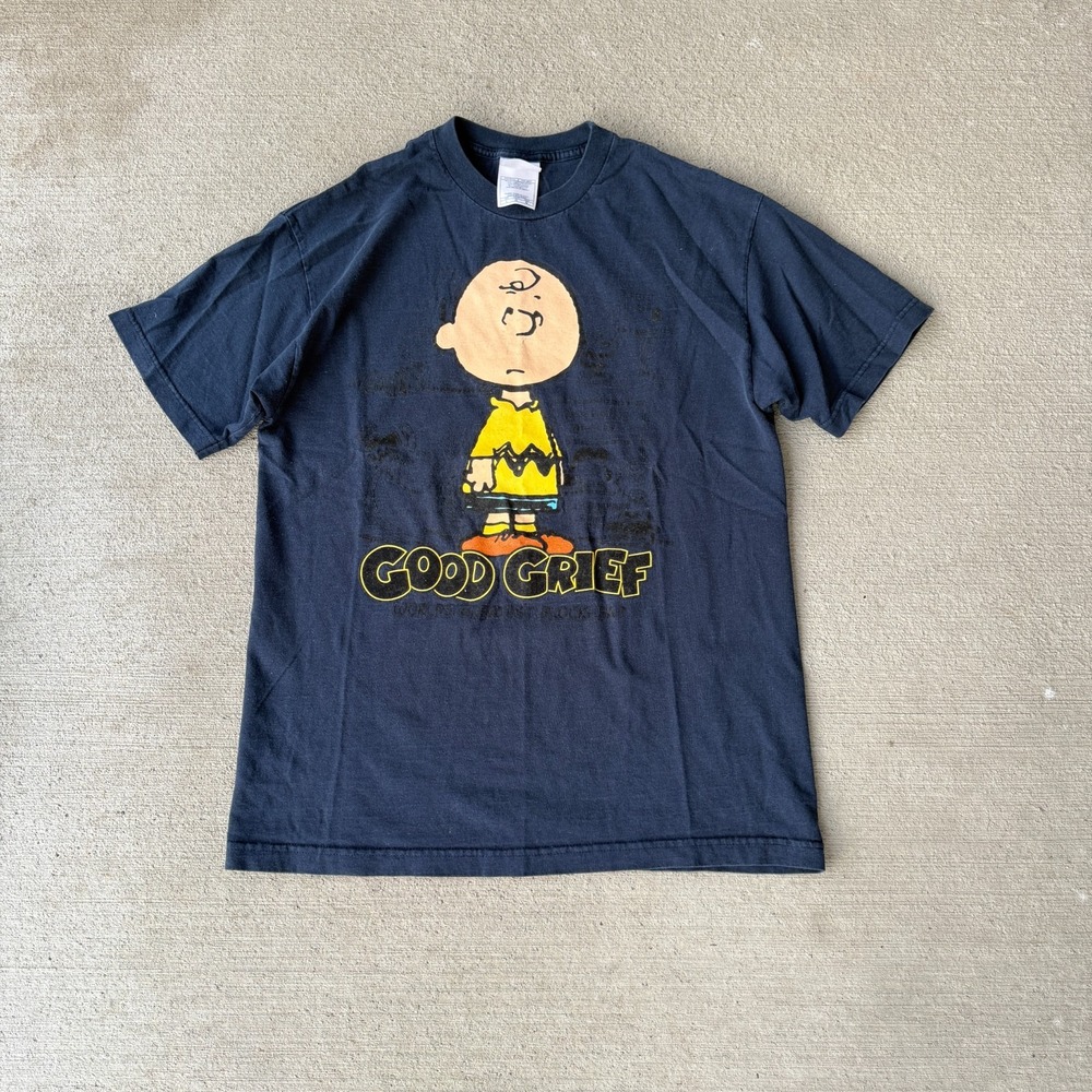 Alstyle Apparel & Activewear Unisex T-Shirt Blue Graphic Charlie Brown Cartoon L
